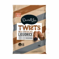 200G DARRELL LEA TWISTS MILK CHOCOLATE LIQUORICE