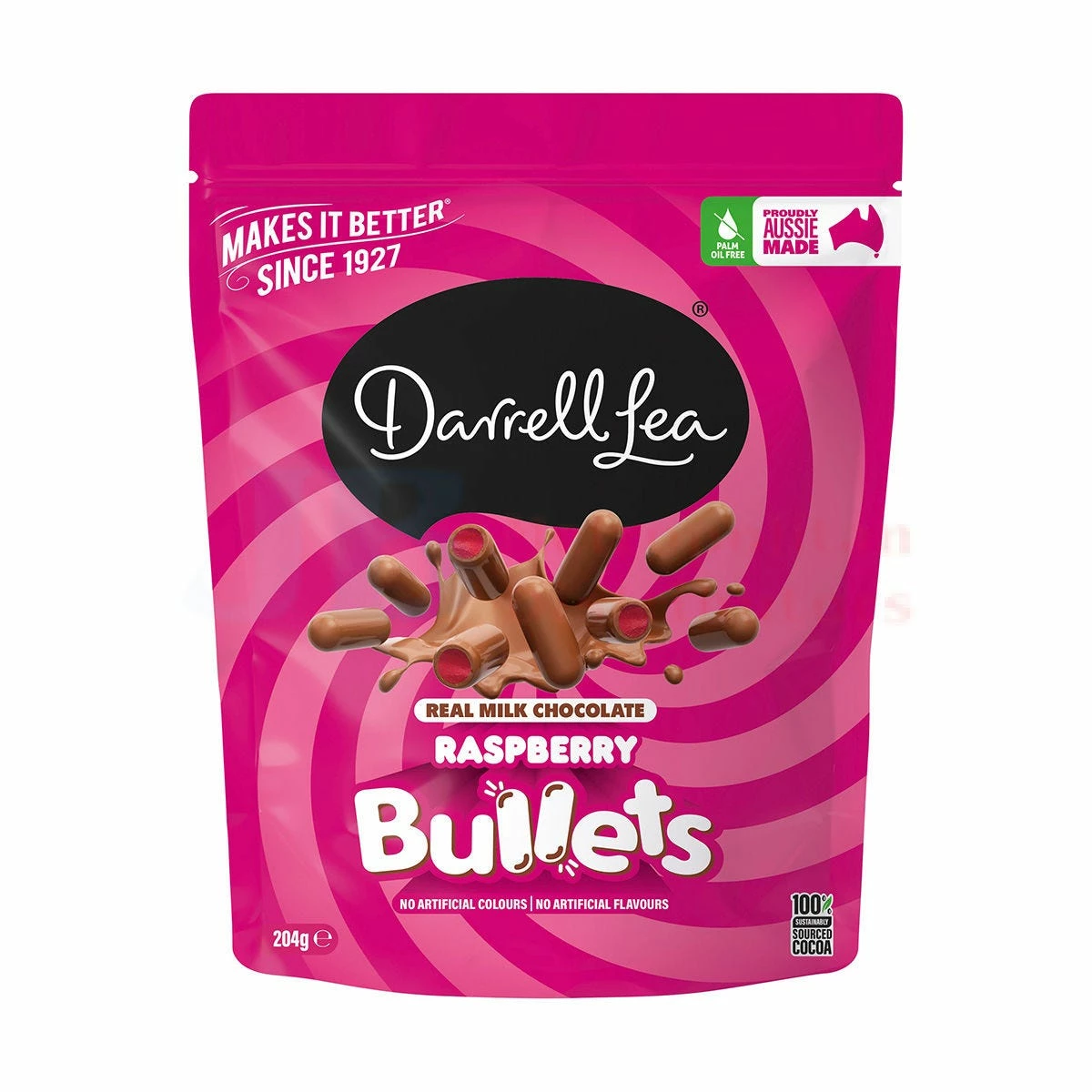 204G DARRELL LEA MILK CHOCOLATE RASPBERRY BULLETS 1 204G DARRELL LEA MILK CHOCOLATE RASPBERRY BULLETS