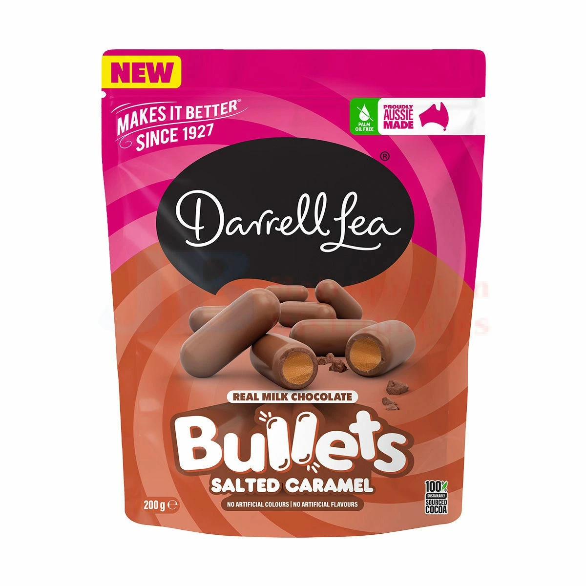 200G DARRELL LEA MILK CHOCOLATE BULLETS SALTED CARAMEL 1 200G DARRELL LEA MILK CHOCOLATE BULLETS SALTED CARAMEL